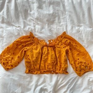 Walter Baker Mannie Eyelet Off-Shoulder Blouse in Ginger NWT